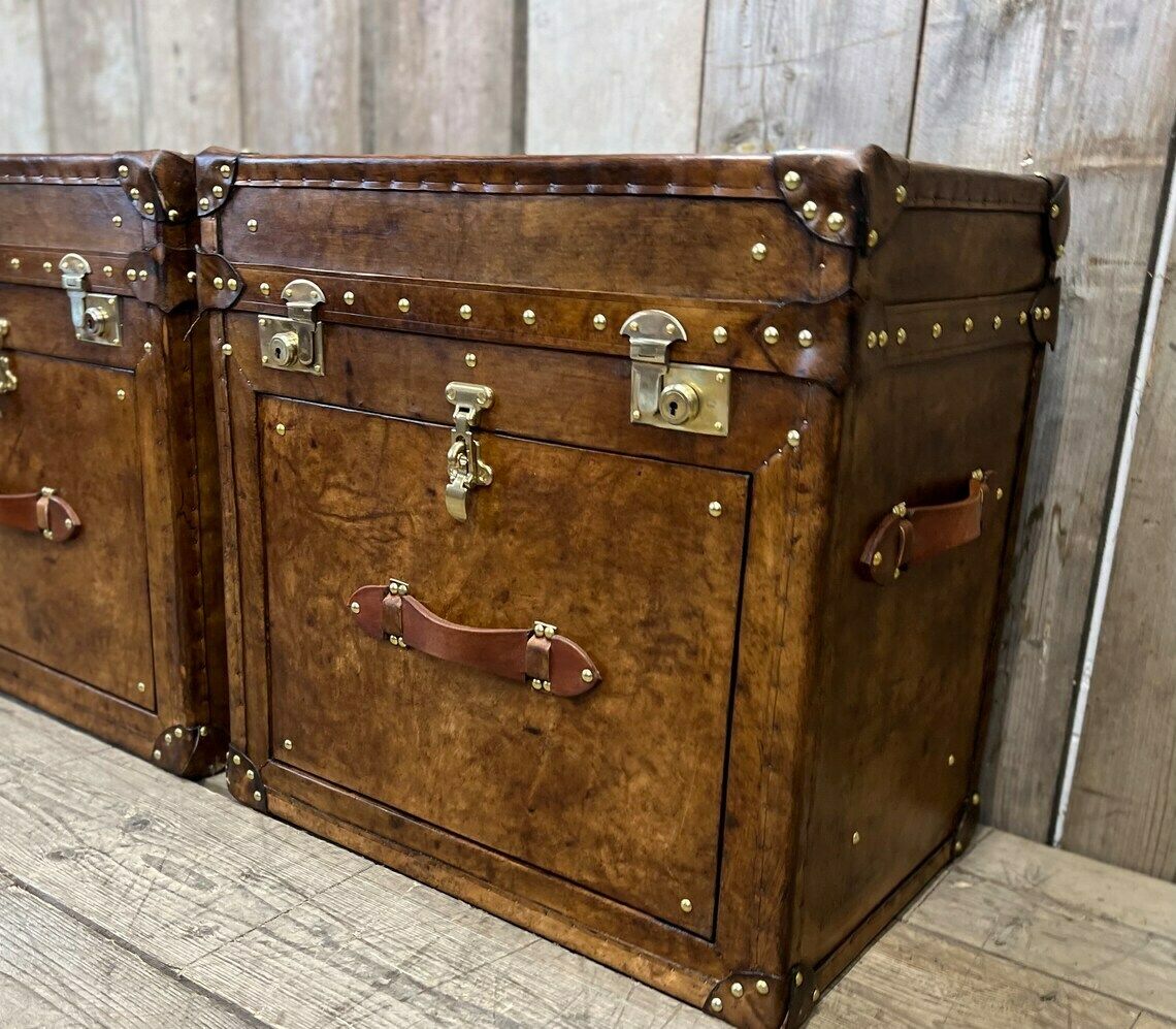 Luxury Nightstands In A English Captain Style Trunk Home Decor Furnishings photo buy