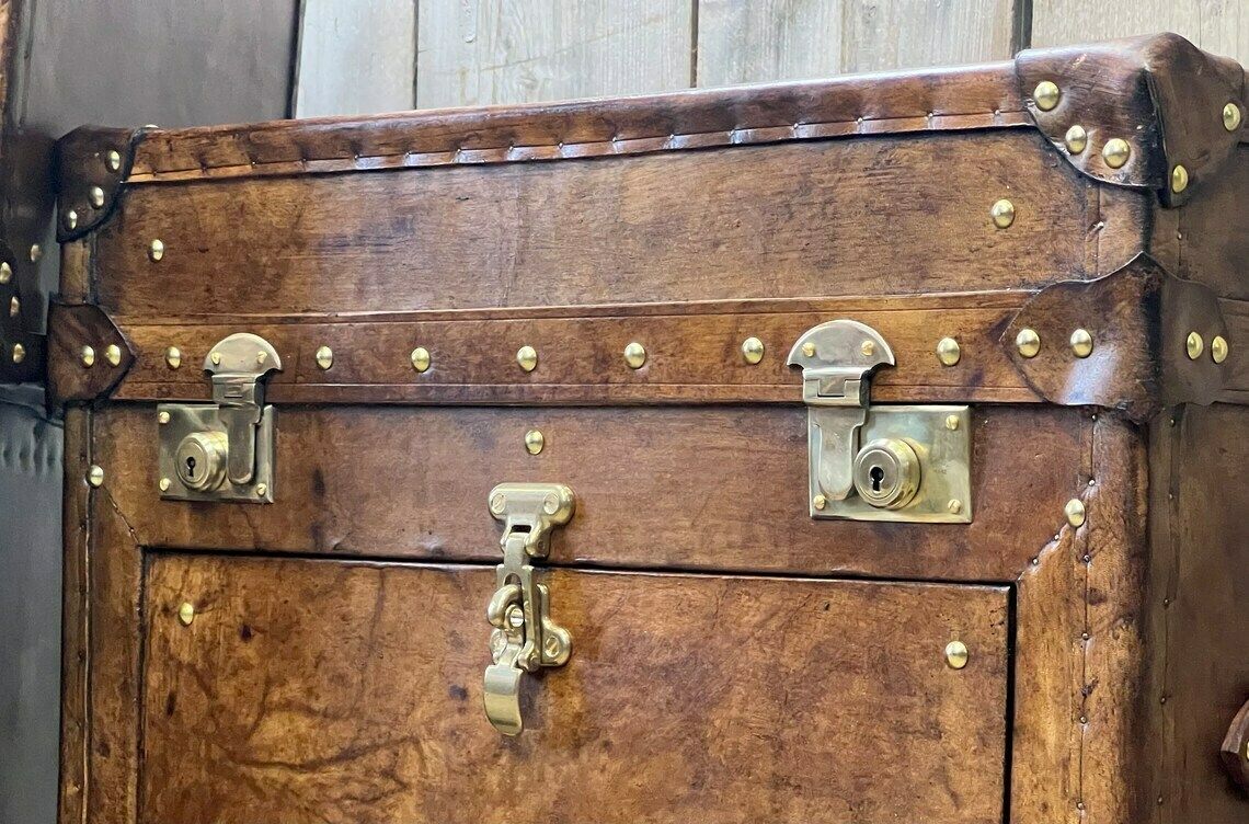 Luxury Nightstands In A English Captain Style Trunk Home Decor Furnishings photo vintage