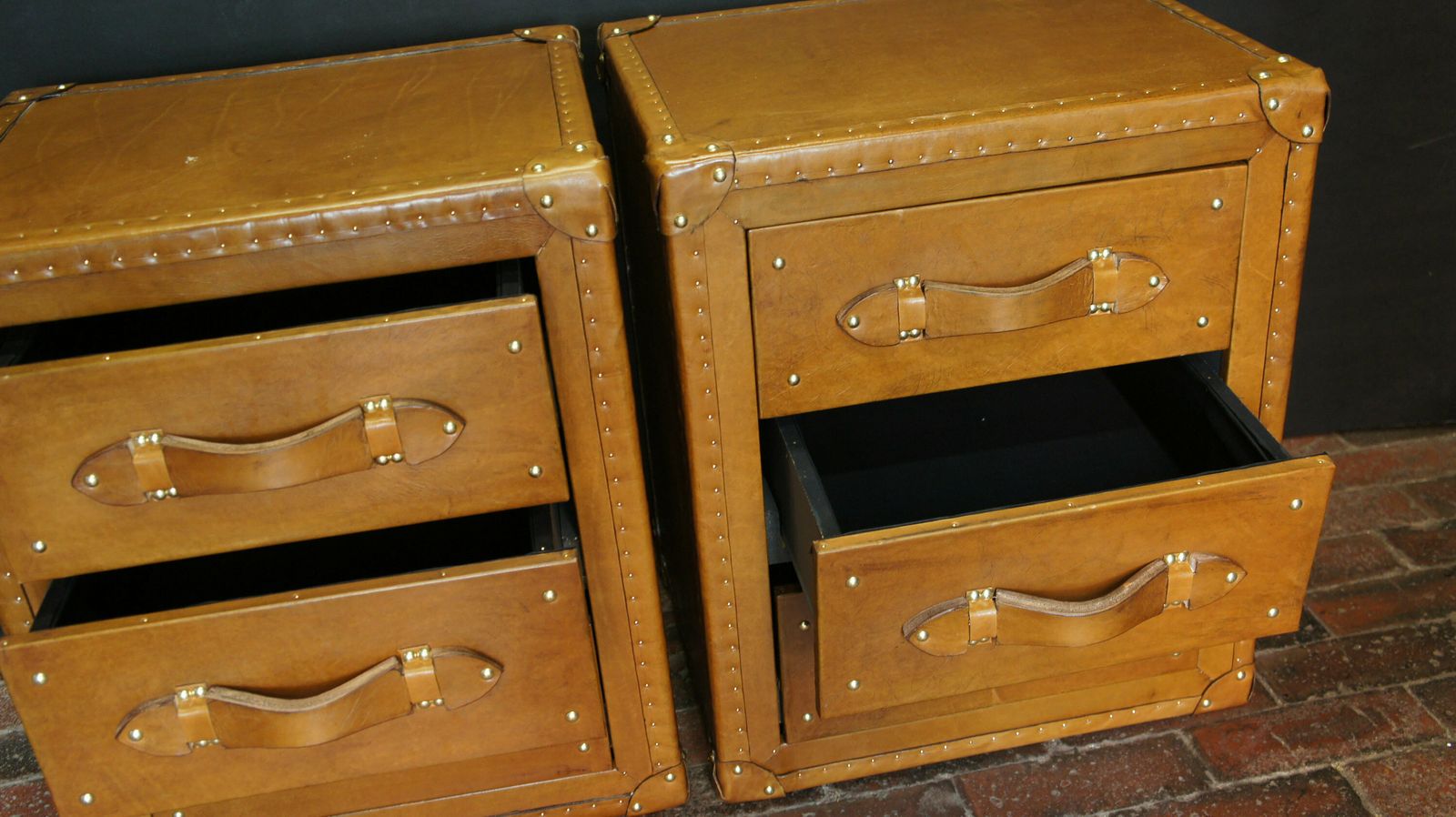 photo furniture London Tan Leather Nightstands Bespoke Handmade English Room Decor Bedroom Furniture