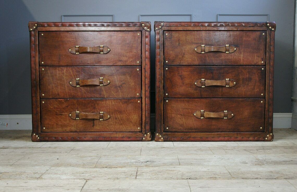 photo for sale Luxury Leather 3 Draw Bedroom Cabinets Bedroom Decor Home Furnishings End Tables