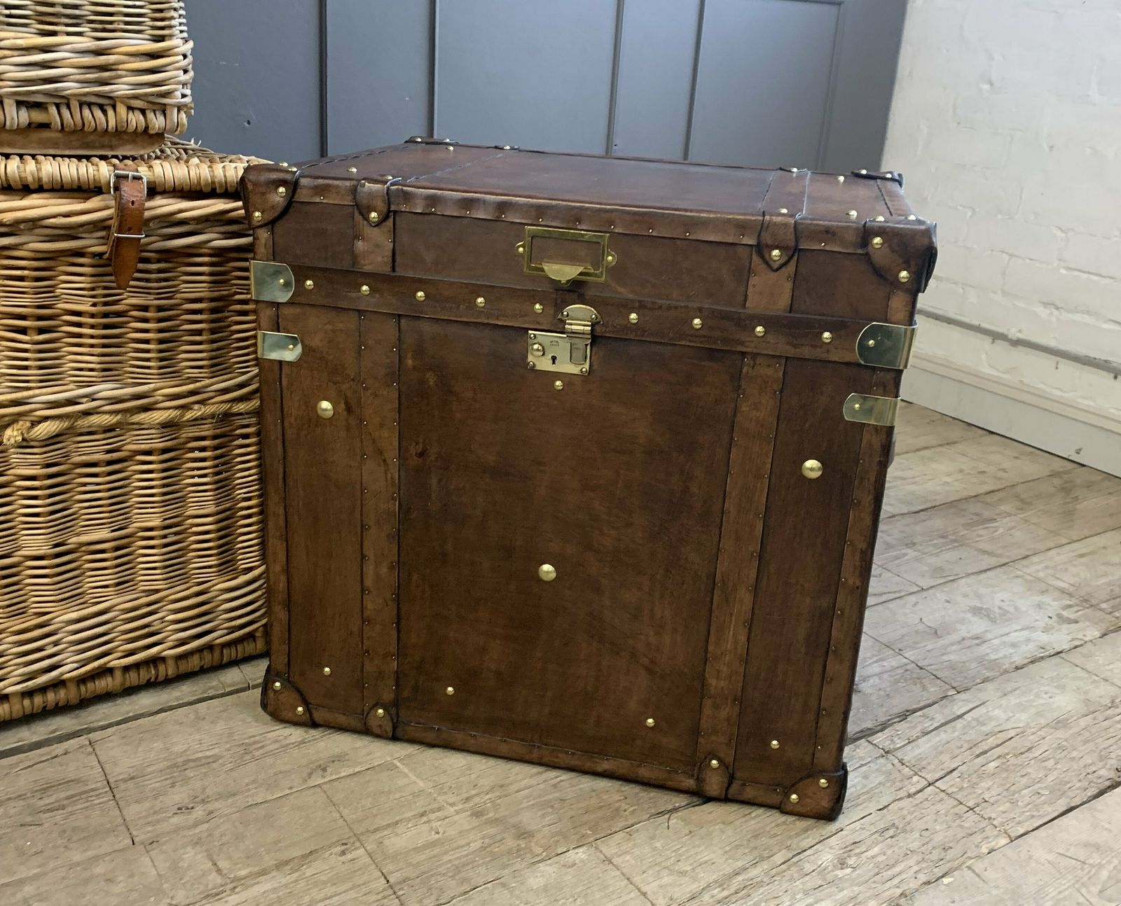End Table Occasional Side Table In A Colonial English Travel Trunk Style photo furniture