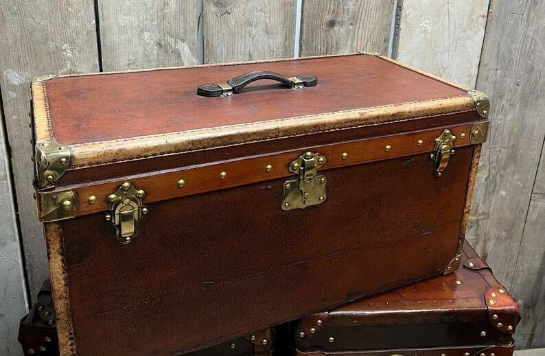 Antique French Luxury Shoe Trunk Chest Travel Luggage photo 1034.0