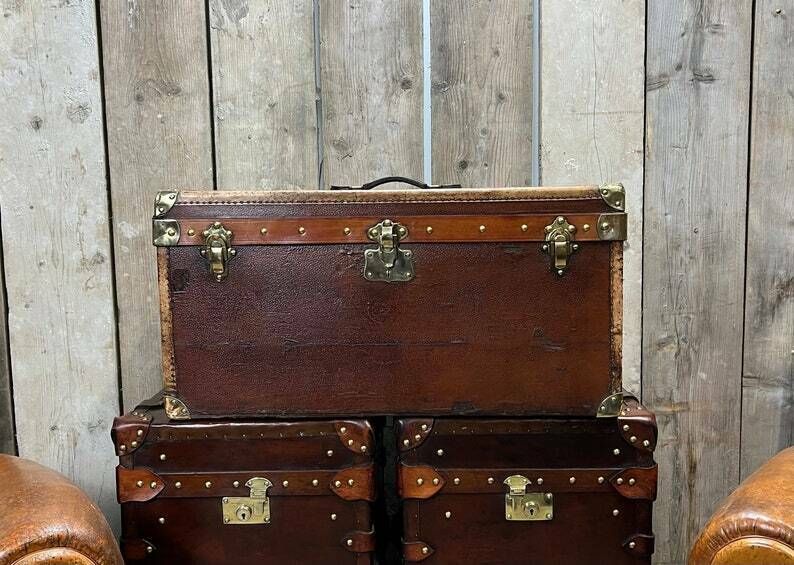 Antique French Luxury Shoe Trunk Chest Travel Luggage photo buy