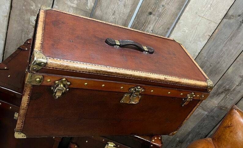 photo furniture Antique French Luxury Shoe Trunk Chest Travel Luggage