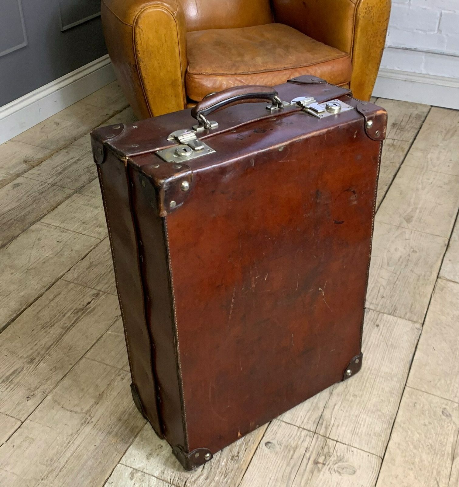 photo for sale Luxury English Leather Large Shoe Trunk 12 Pairs