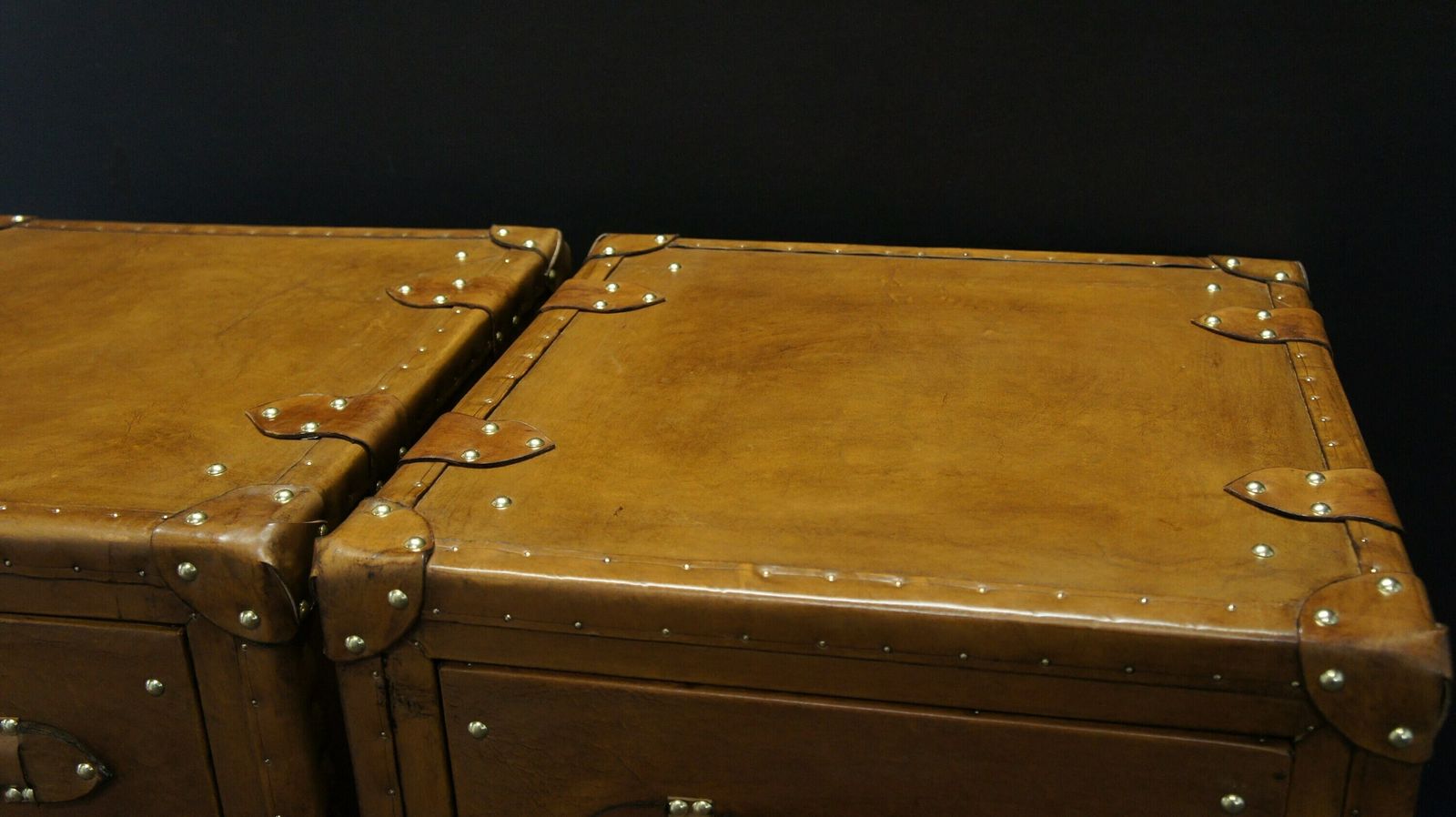 Pair Of Luxury Leather 3 Draw Nightstands In London Tan Nightstands Vanities Bedroom Furniture photo vintage