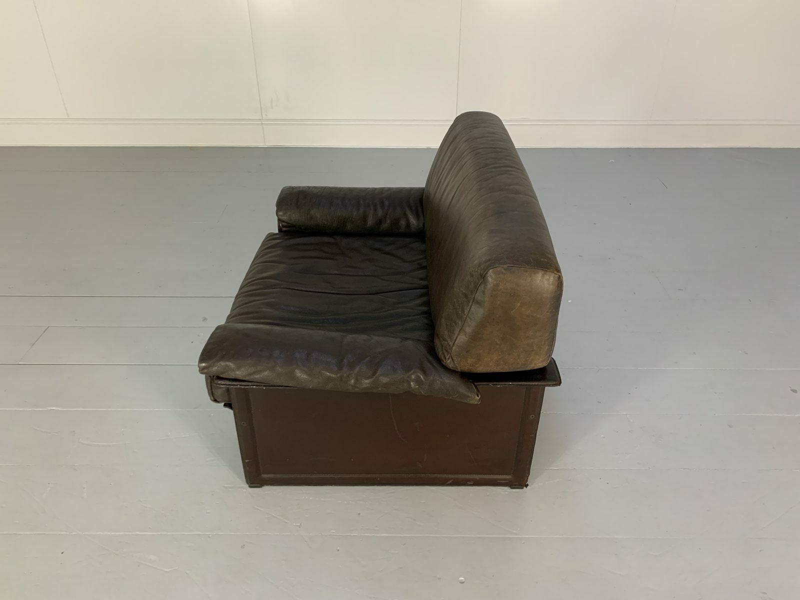 photo for sale Pair Of Matteo Grassi Tm Armchairs  In Vintage Brown Leather