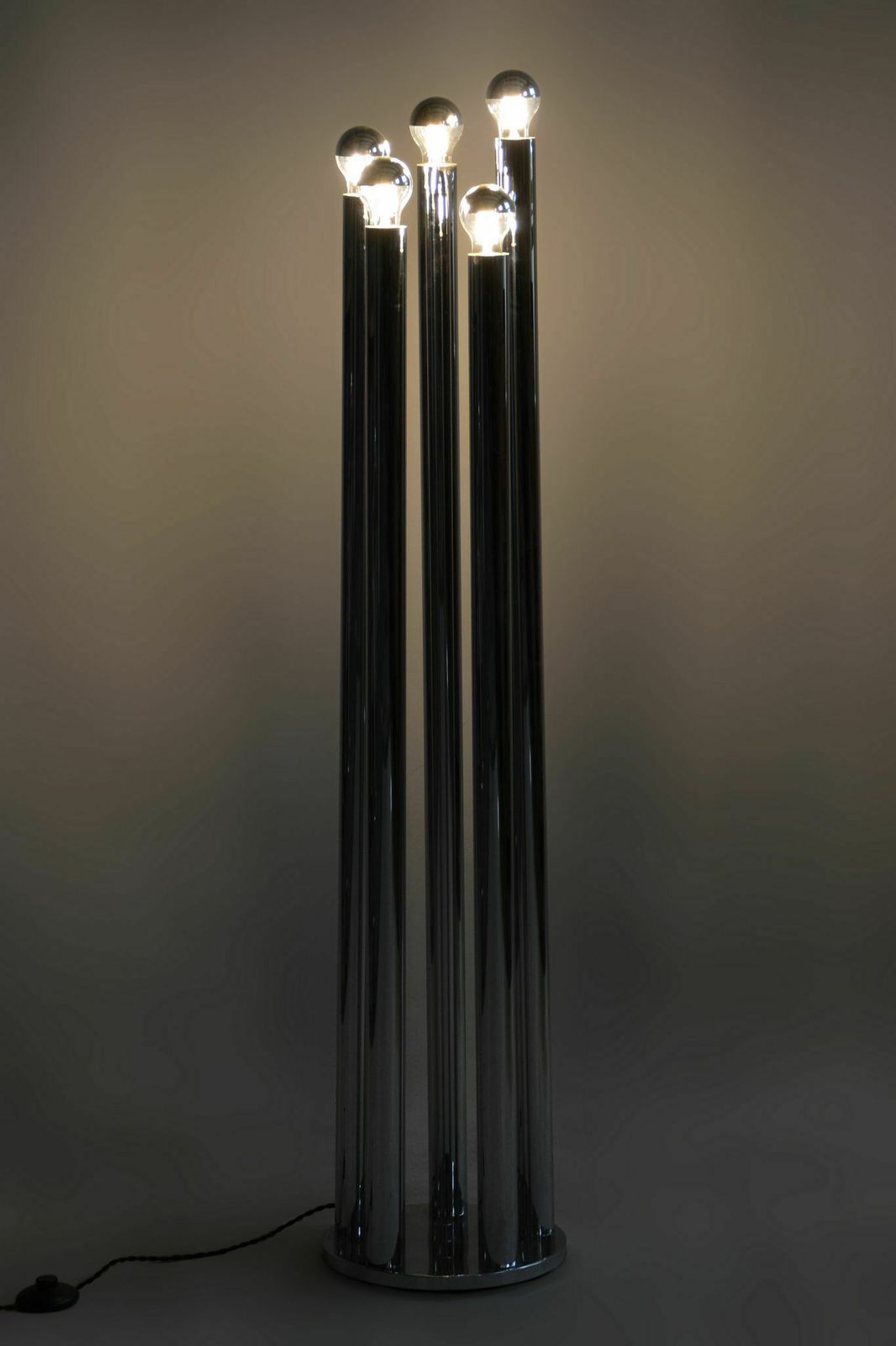 Restored Bauhaus Floor Lamp, Unusual Design, Chrome, New Electrification, France, 1950s photo furniture