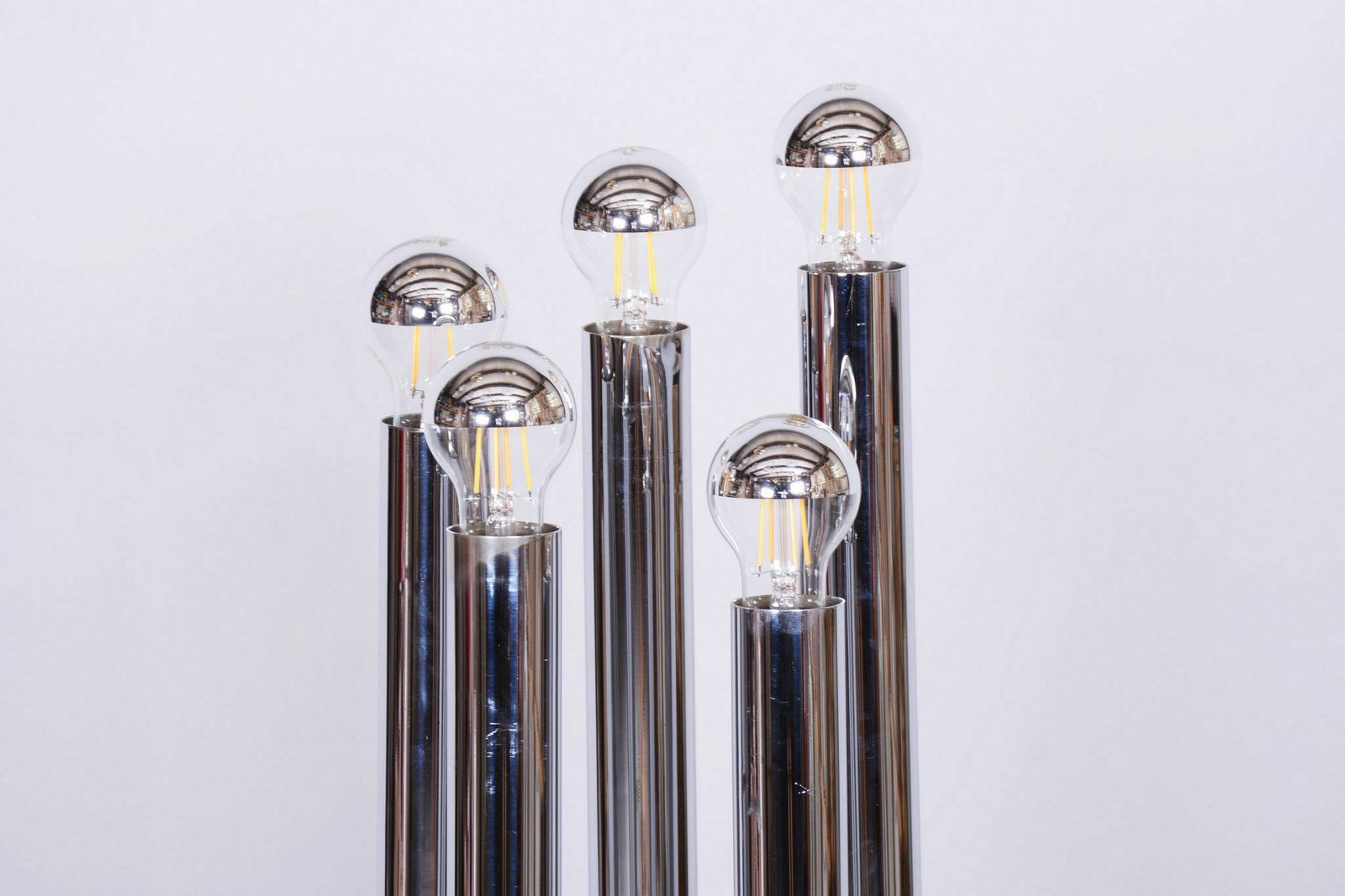 Restored Bauhaus Floor Lamp, Unusual Design, Chrome, New Electrification, France, 1950s photo vinterior