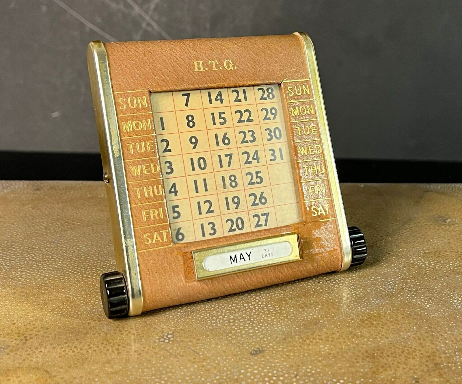 photo for sale Luxury Antique Leather Executives Calendar By Aspey London Desk Top Home Furnishing