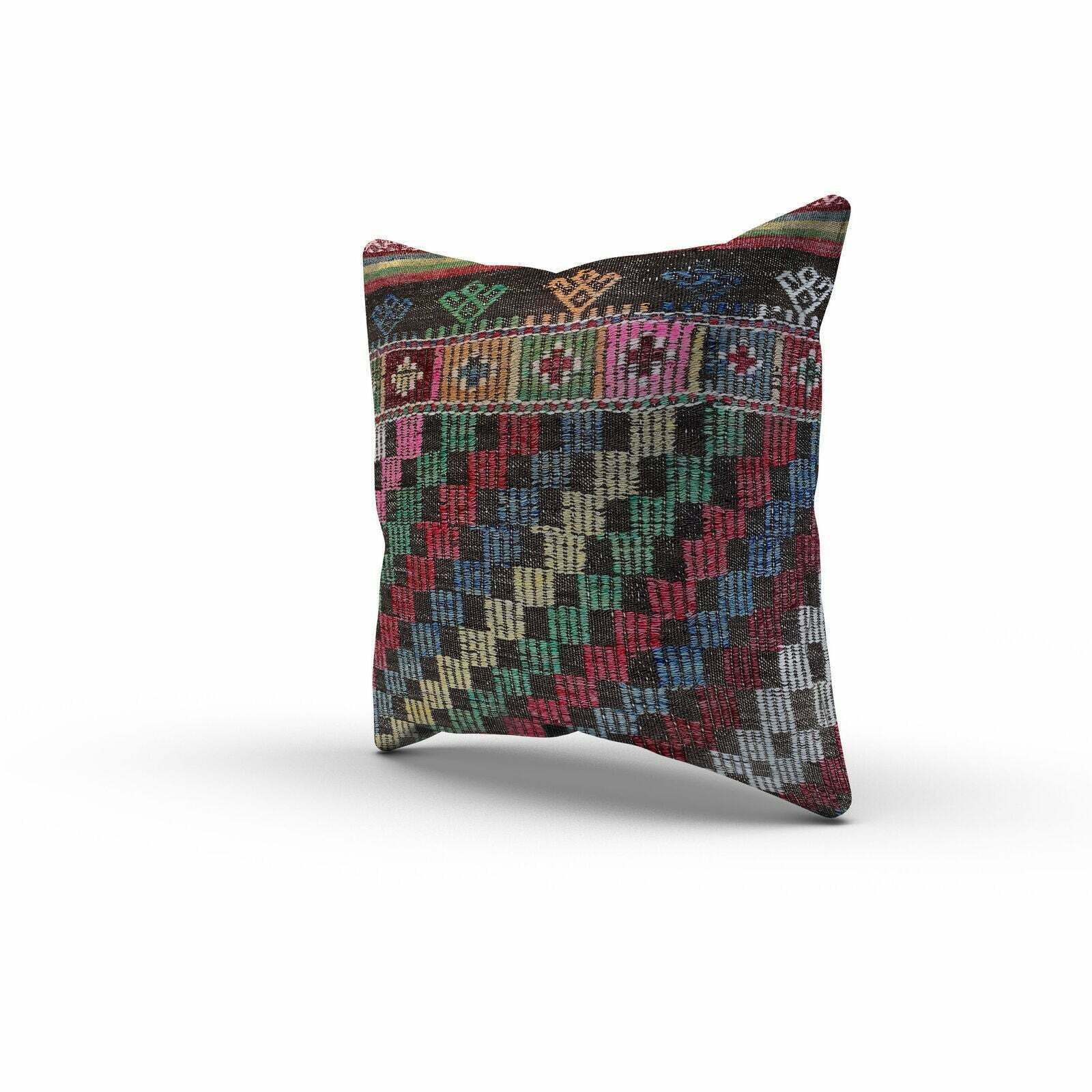 Turkish Kilim Cushion Cover 60x60 Cm Square Wool Kelim Pillow Moroccan  66398 photo Textiles