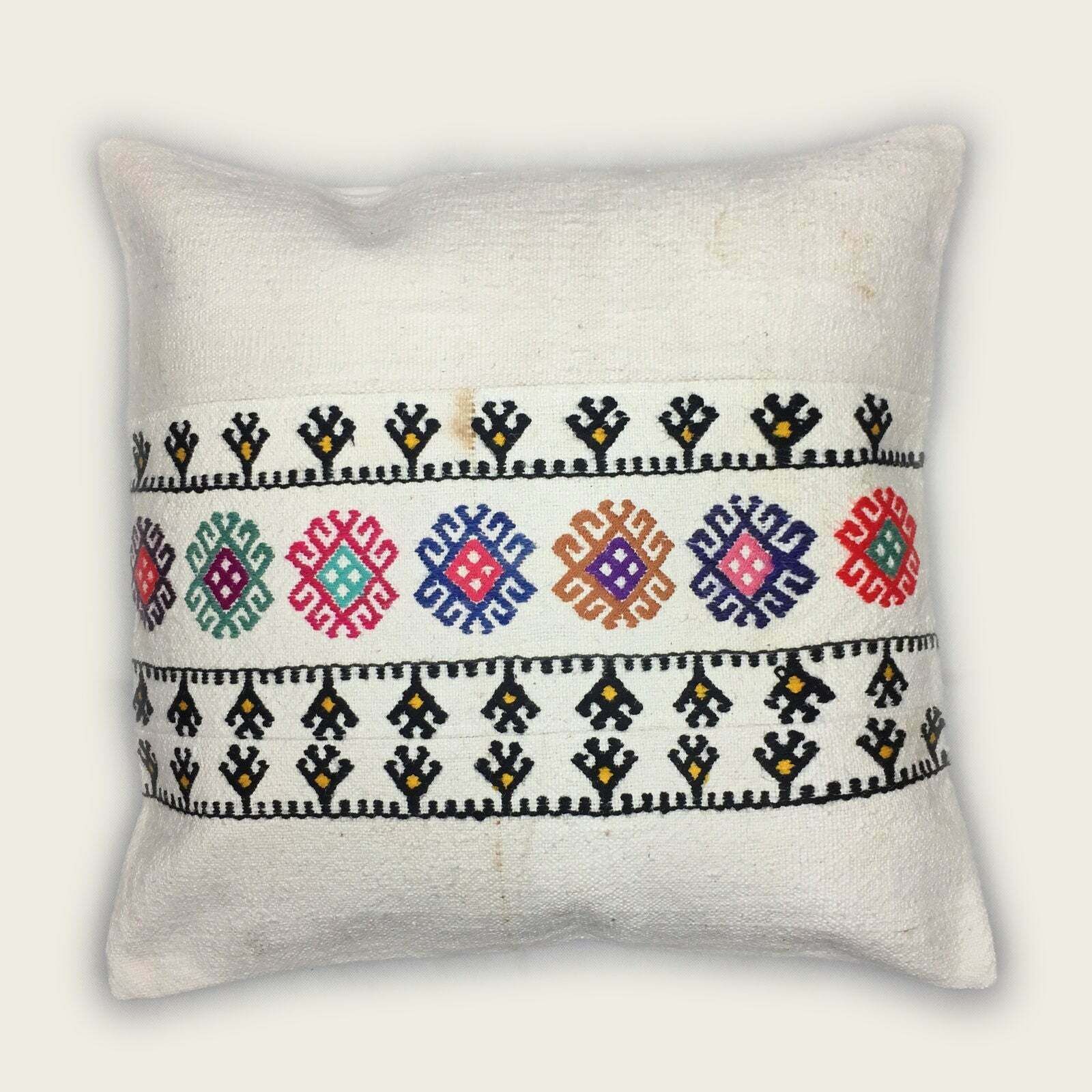 Kilim Cushion Cover, Kelim Pillow 60x60cm, 24 Inches, Kilim Floor Cushion