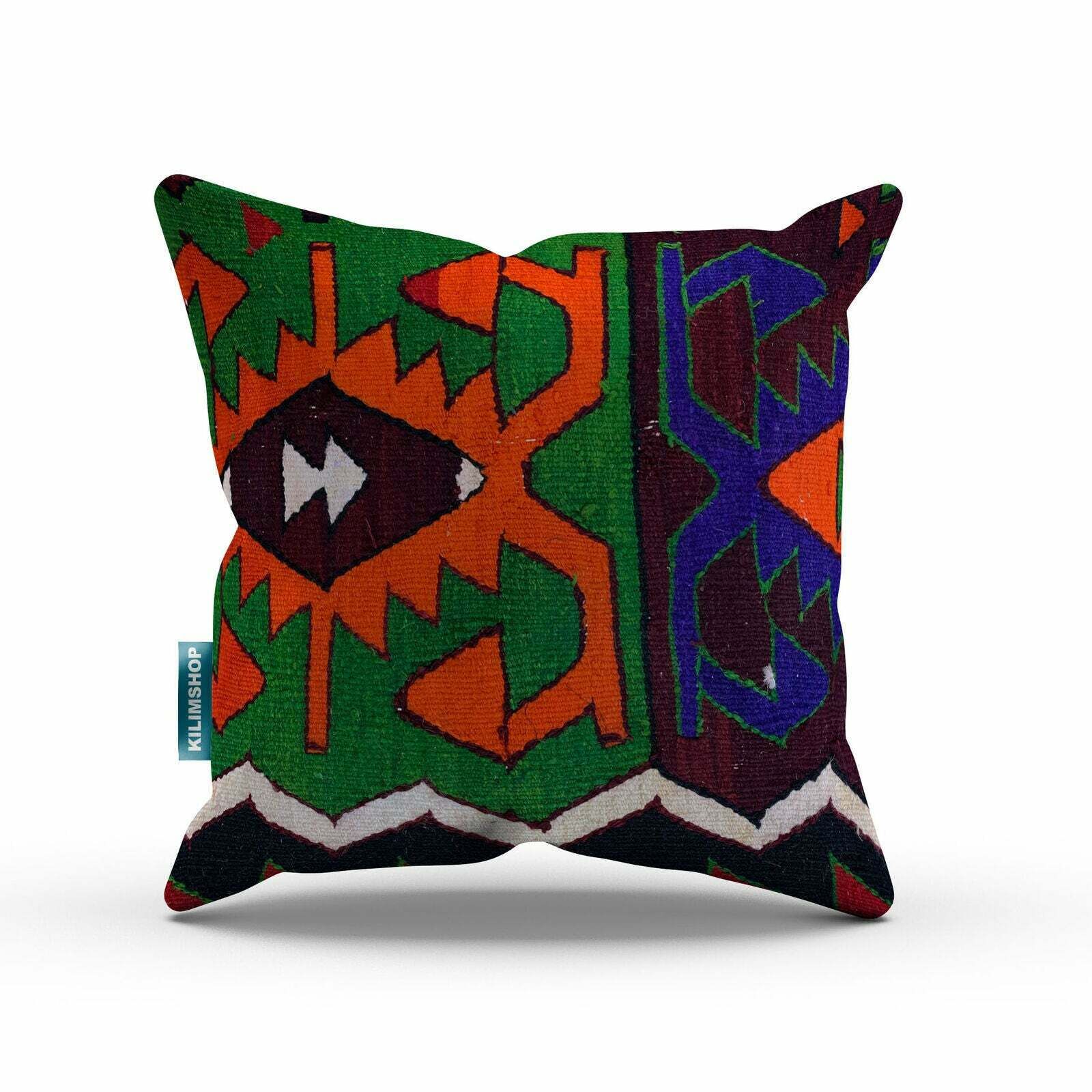 Vintage Kilim Cushion Cover 60x60 Cm Square Wool Kelim Pillow Moroccan Decor photo furniture
