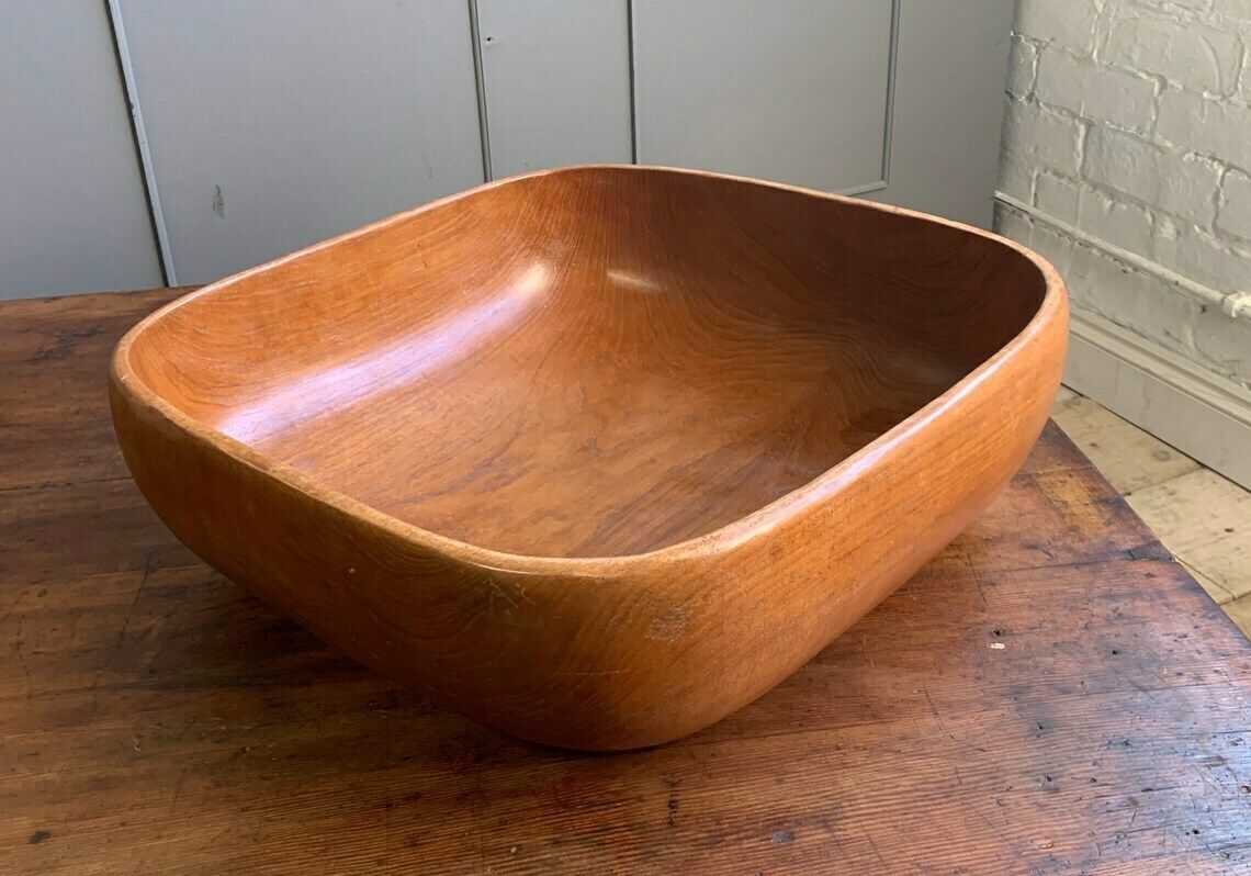 Huge Danish Teak Wooden Fruit Bowl Home Furnishings Centre Piece Kitchen Decor Wood photo for sale