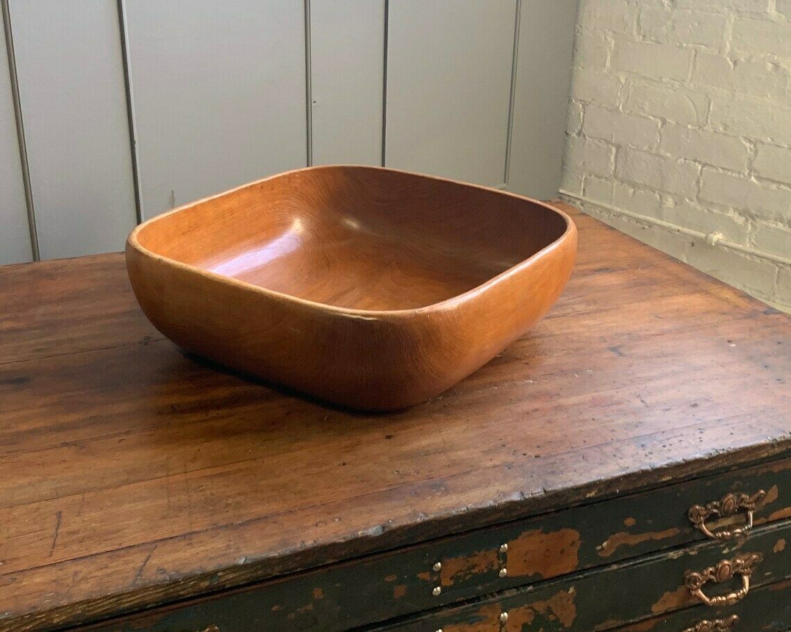 photo furniture Huge Danish Teak Wooden Fruit Bowl Home Furnishings Centre Piece Kitchen Decor Wood