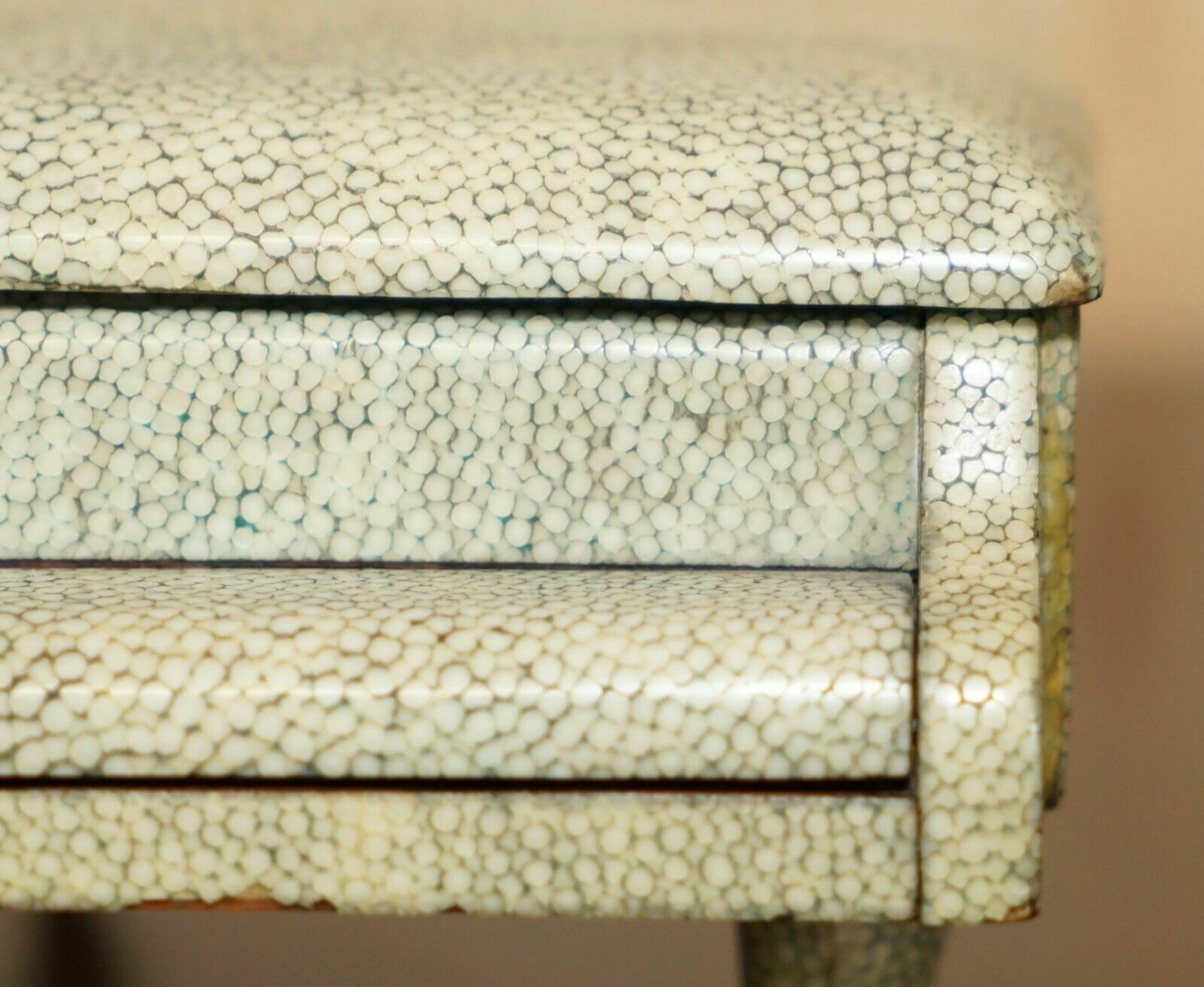 Super Rare Antique Shagreen (Shark Skin) Burr Walnut Musical Jewellery Piano Box photo buy