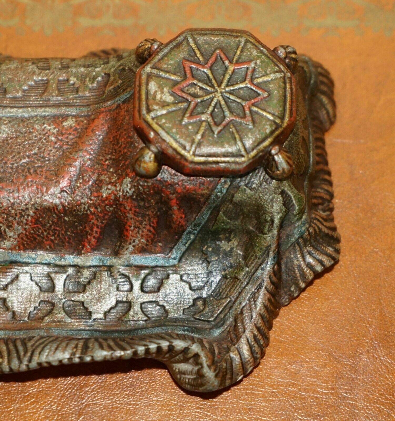 Home Decor Austrian Cold Painted Bronzed Carpet Seller Ink Stand After Franz Bergman photo