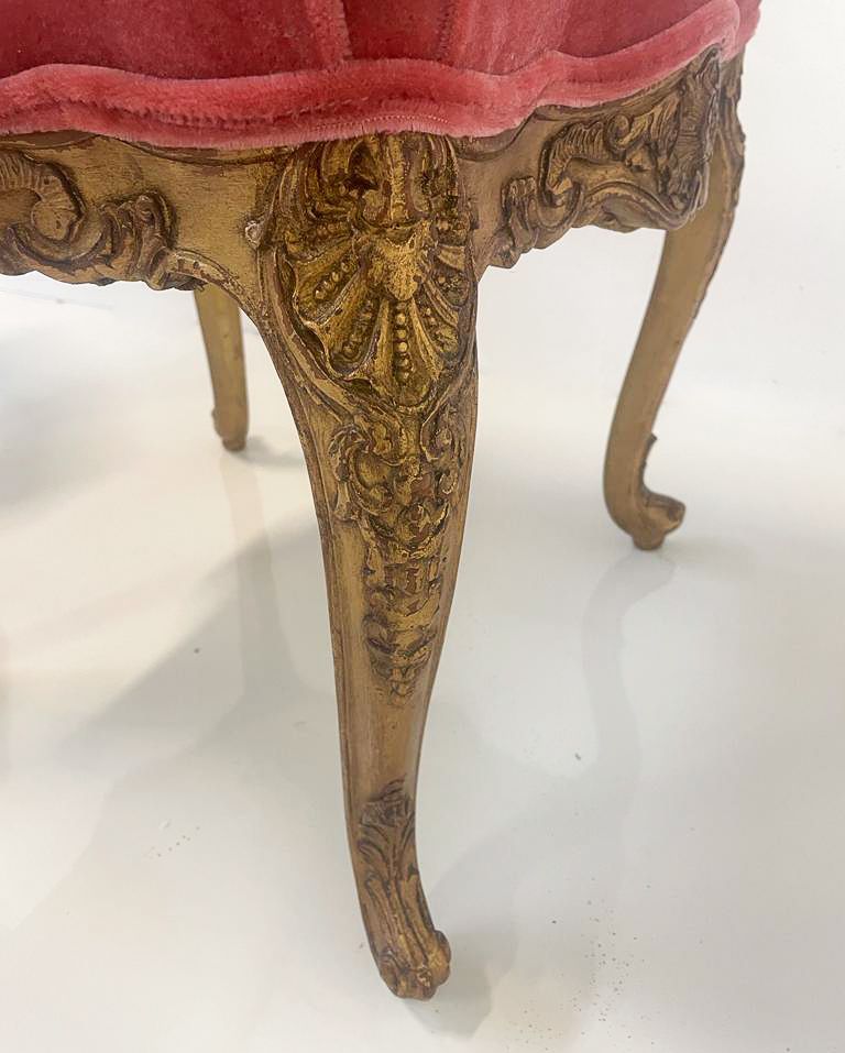 Contemporary Pair Of Stools Louis XV Style, Red Velvet, Belgium photo furniture