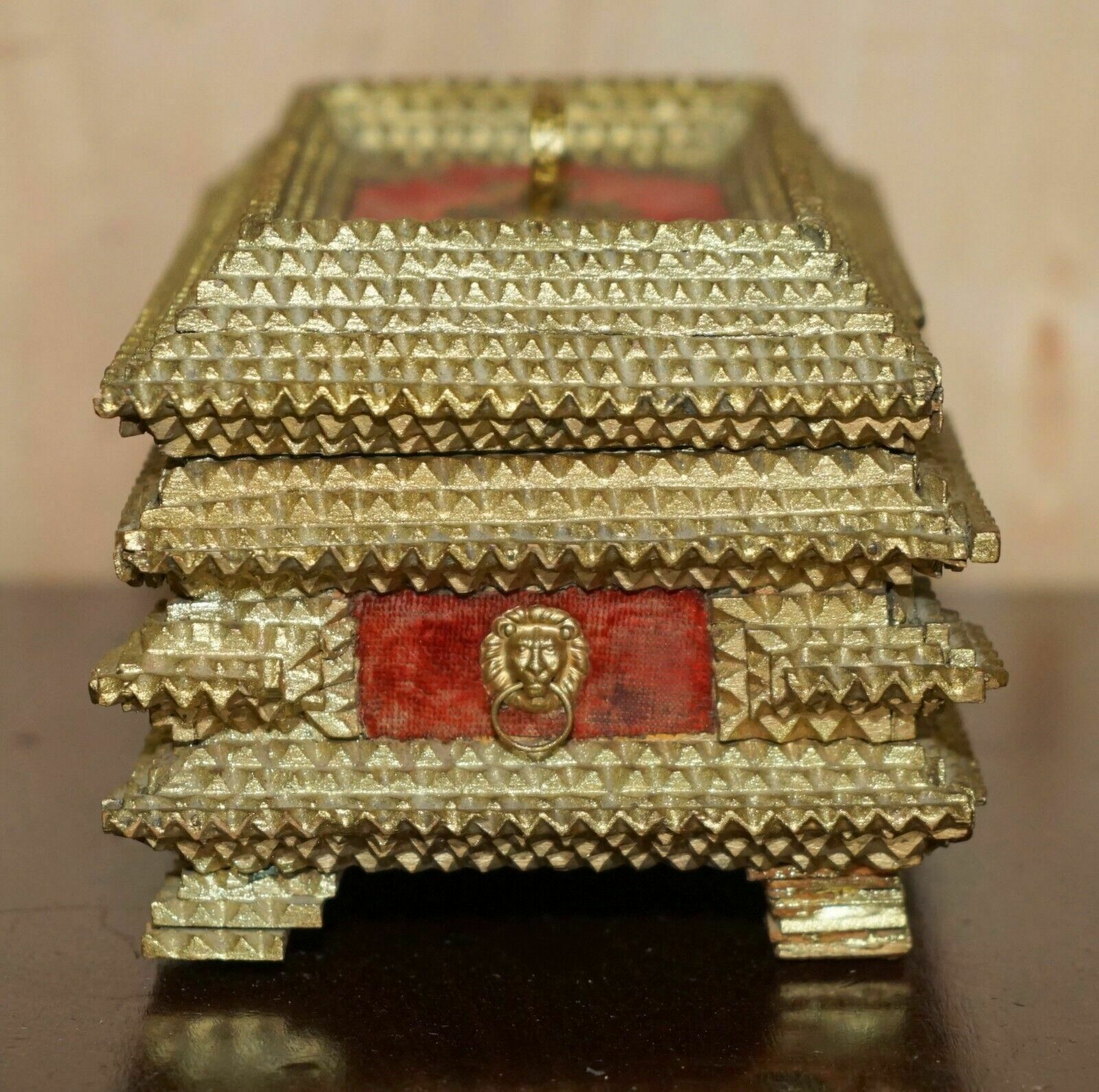 photo vinterior 1896 Dated Tramp Art Jewellery Box Zum Andenken / In Memory Of Jewellery Box