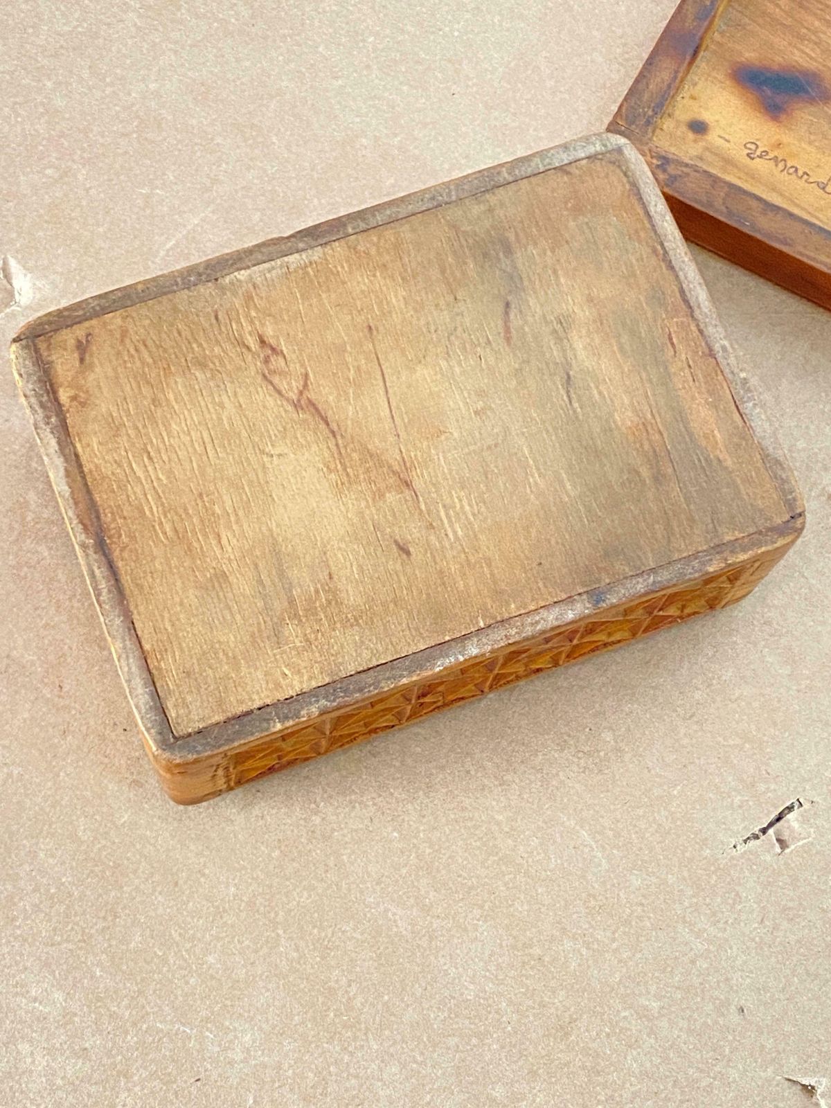 photo for sale Mid Century Modern Hand Carved Trinket Box In Walnut Wood, France, C. 1939