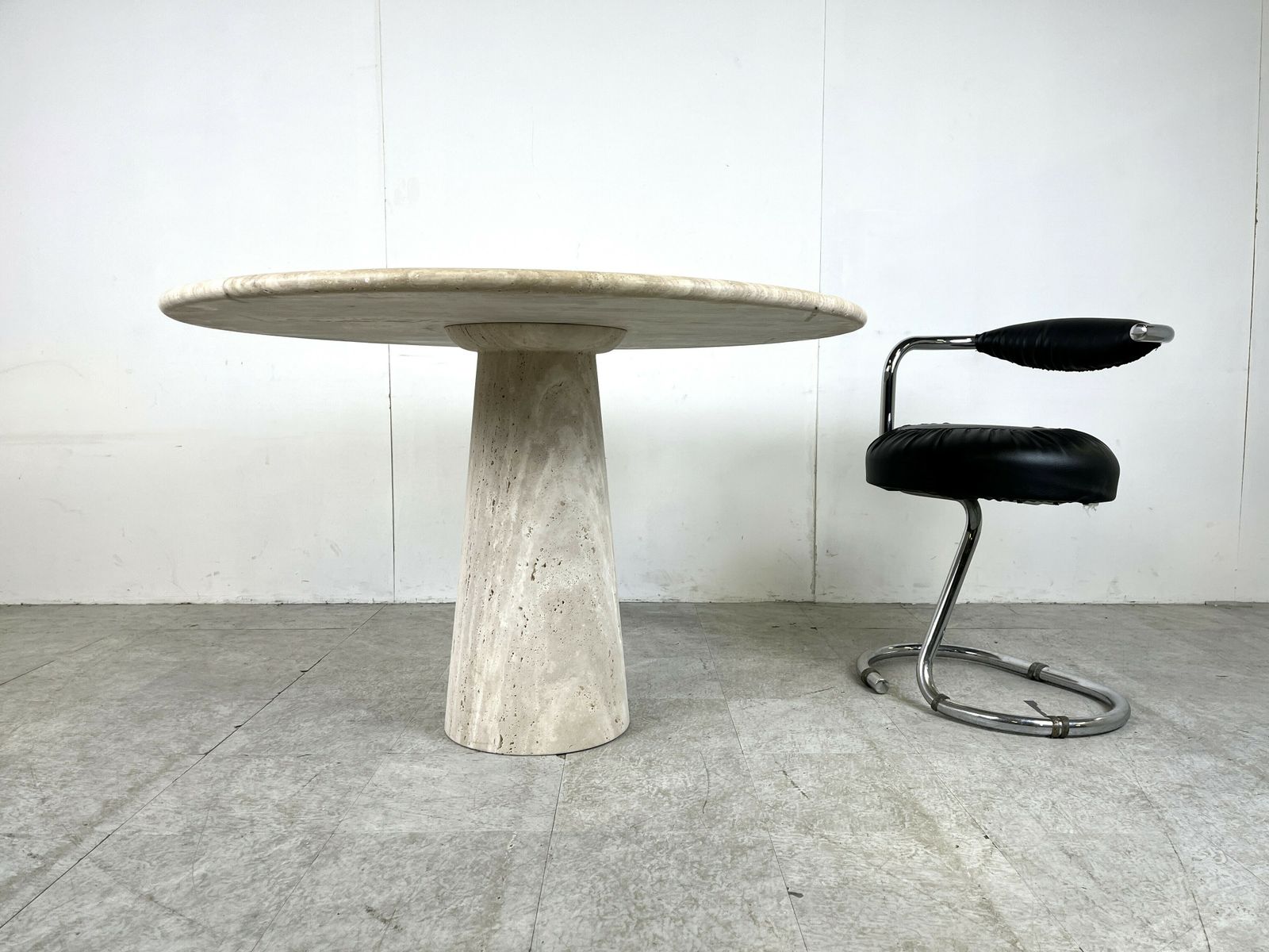 Travertine Dining Table In The Style Of Angelo Mangiarotti, 1970s photo 3500.0