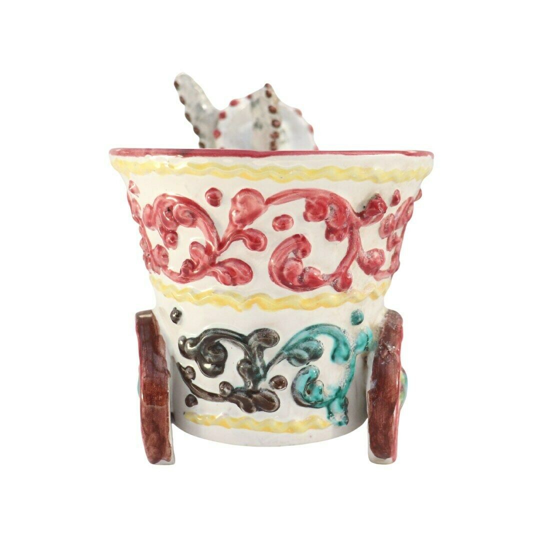 Large Mid Century Italian Pottery Donkey And Cart Planter By Fratelli Fanciullacci, Retro Italian Pottery Planter photo Home Decor