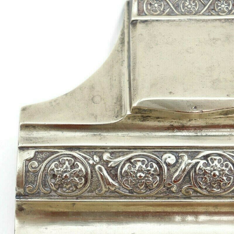 Antique Aesthetic Movement Brass Inkwell Double Ink Pot . photo vinterior