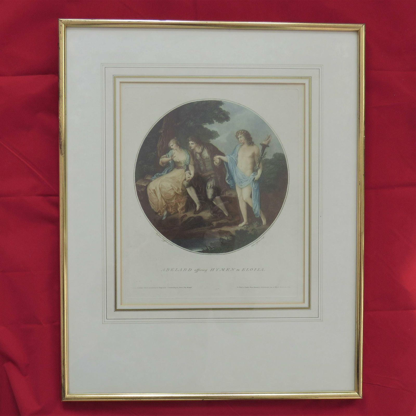 Abelard Offering Hymen To Eloisa After Angelica Kauffman (1741 1807) Stipple Engraving 1785 Framed photo for sale