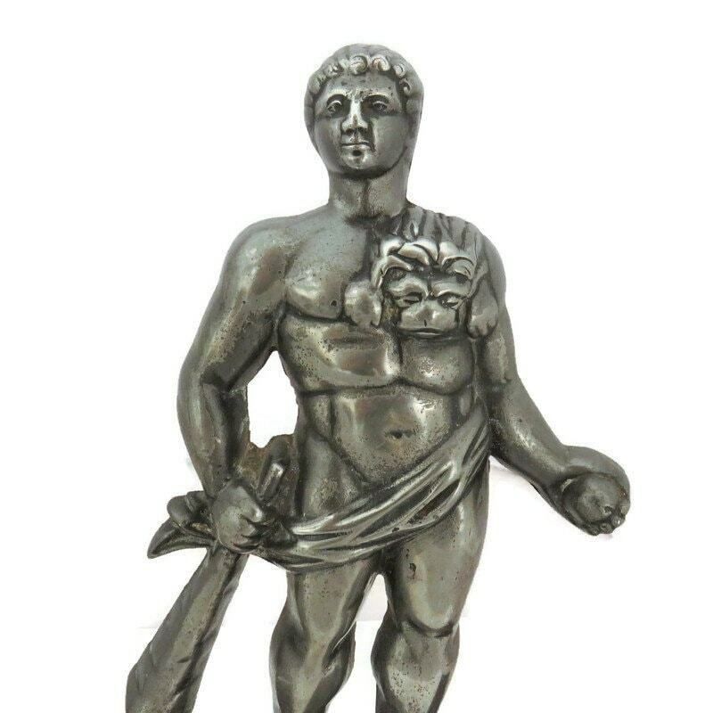 Antique Metal Cast Figures Of Hercules From The Tampion Big Guns Of Hms Hercules Mounted On Bakelite Bases , Antique Ship's Memorabilia photo vinterior