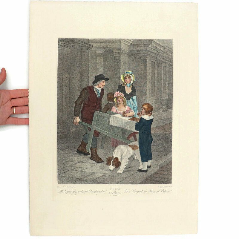 Antique Cries Of London Plate 12 Engraving Print Large Version Hot Spice Gingerbread Smoking Hot !, Unframed. photo Art