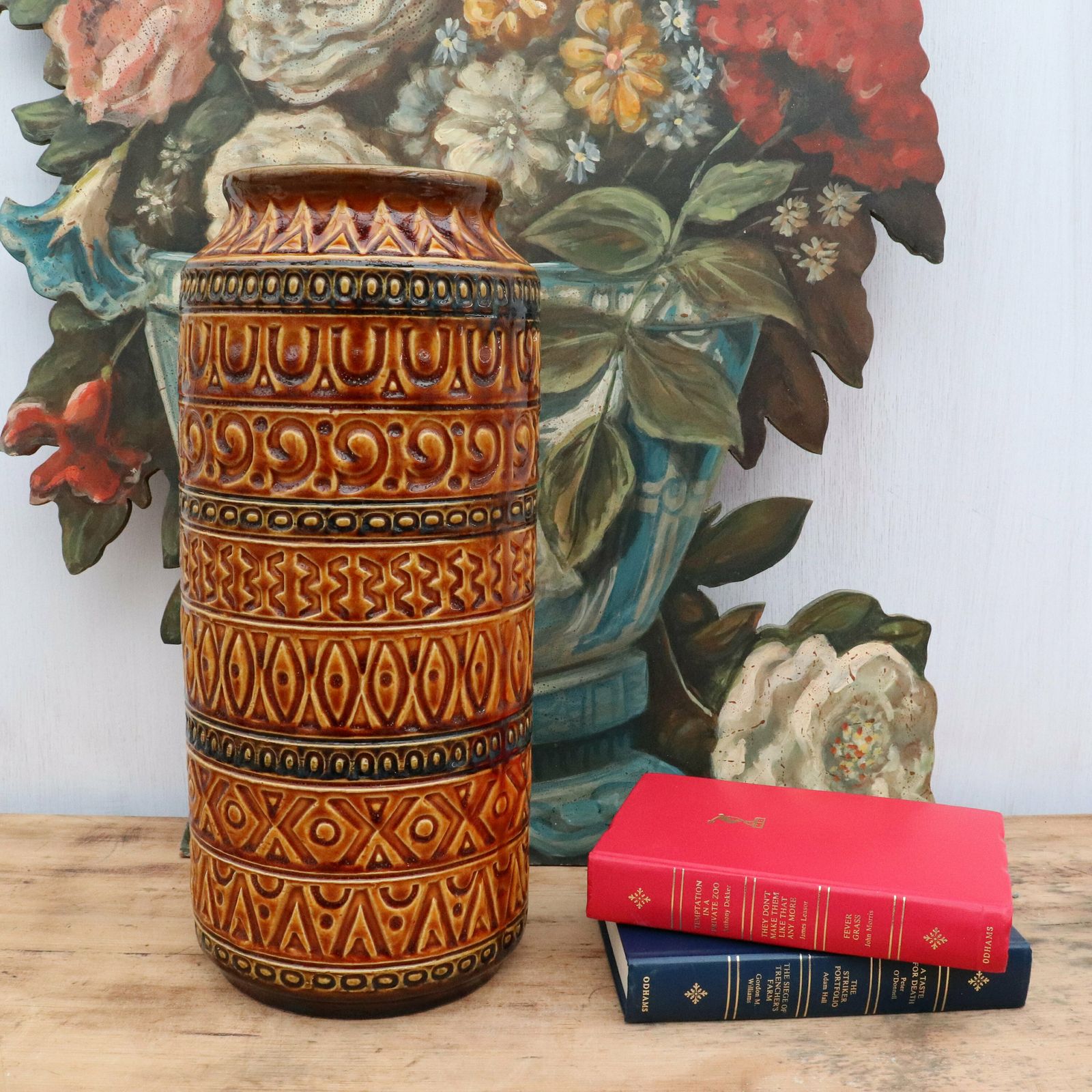 Mid Century Modern West Germany Floor Vase By Bay Keramik Pattern 92 40 H 16'' photo furniture