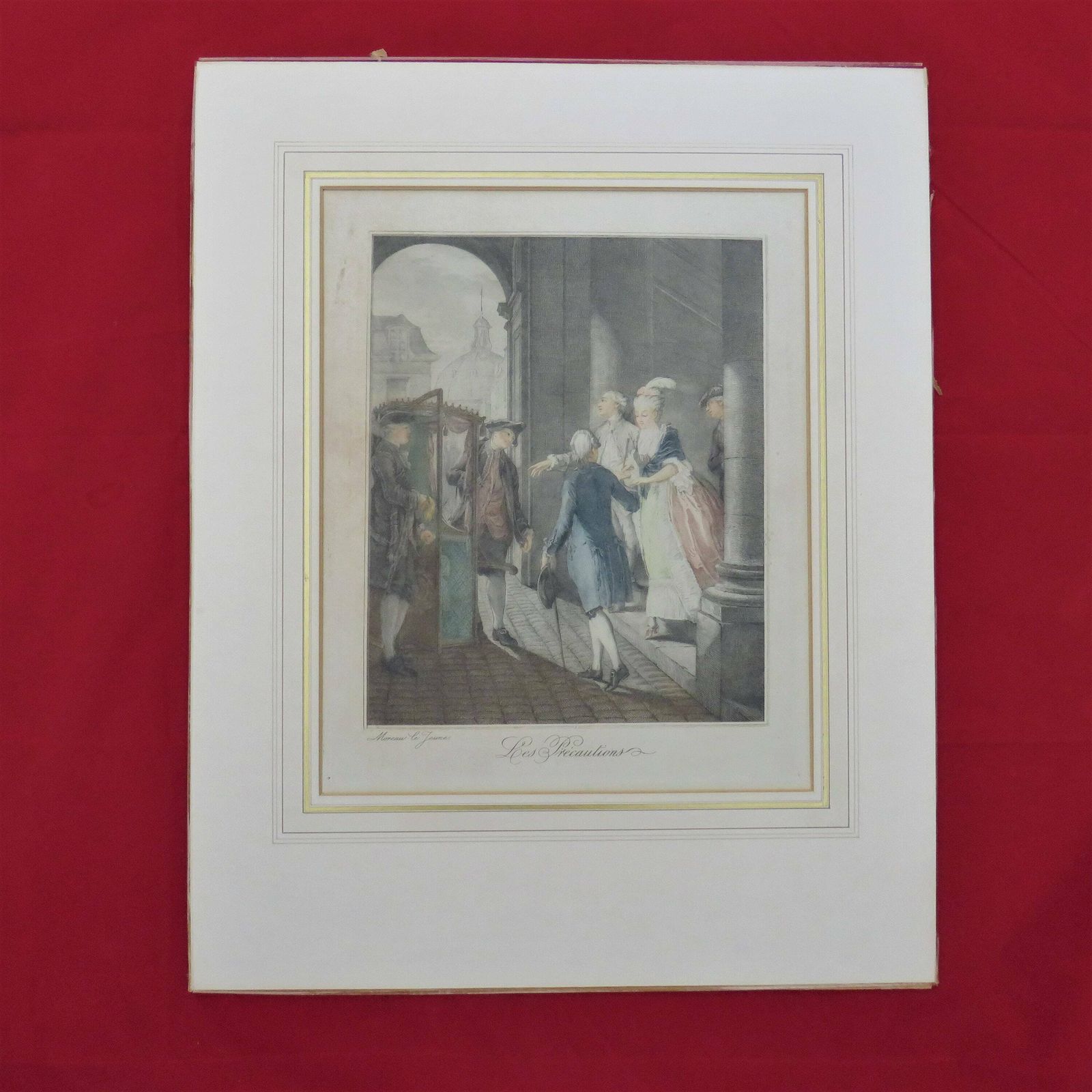 Antique Coloured Etching After Moreau Le Jeune Title Les Precautions From Le Monument De Costume Physique Et Moral photo furniture
