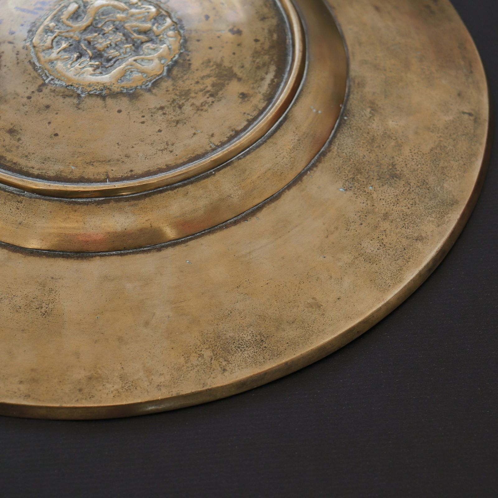 Antique Chinese Bronze Wall Plaque With Dragon Chasing Pearl And Warrior On Horse ,Signed. photo buy