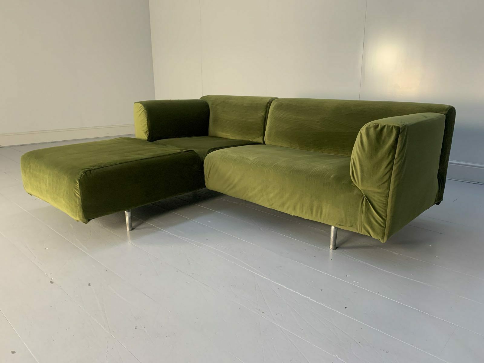 Cassina “250 Met” L Shape Sofa  In Green Velvet photo for sale