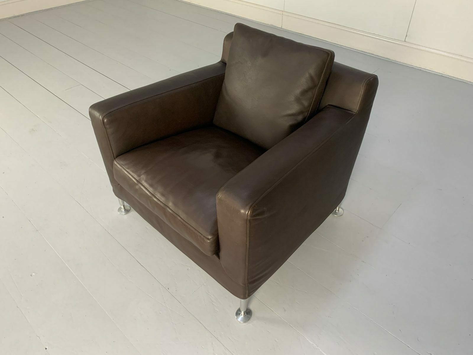 photo for sale Pair Of B&B Italia “Harry H85” Armchairs – In Brown “Gamma” Leather