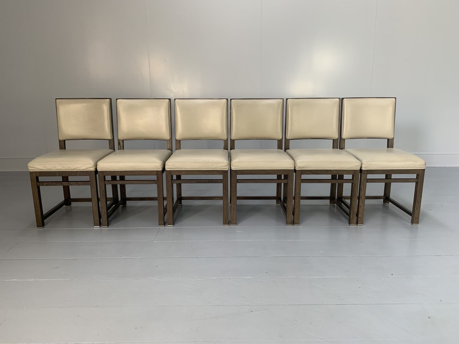6 B&B Italia “Maxalto Simplice” Dining Chairs – In Oak & Leather photo for sale