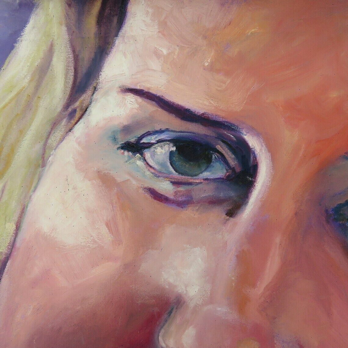Large Expressionist Oil Portrait Painting Of A Lady By Artist Phil Turner  Unstretched Canvas photo 90.0