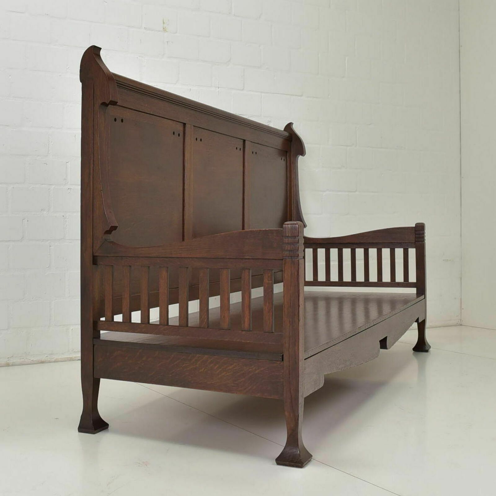Furniture Antique! Daybed Restored Art Nouveau Around 1905 Solid Oak Daybed Lounger Sofa photo
