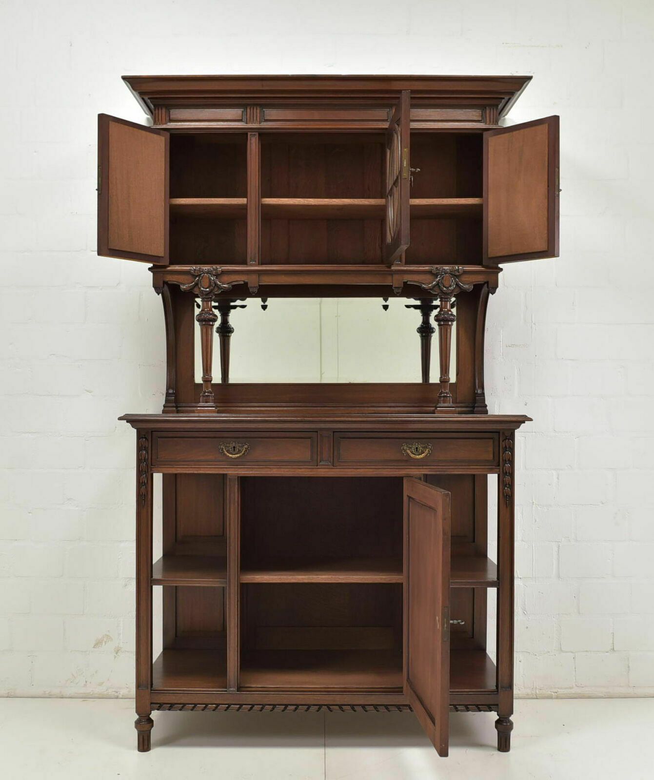 Antique! Buffet Cabinet Restored Historicism / Louis XVI Around 1910 Mahogan photo 1391.0