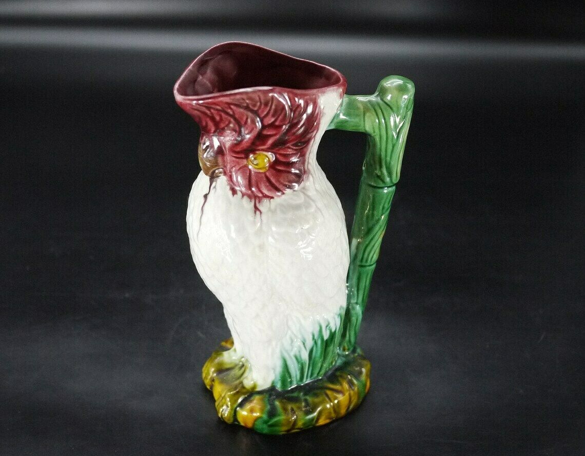 Antique Majolica Parrot Pitcher