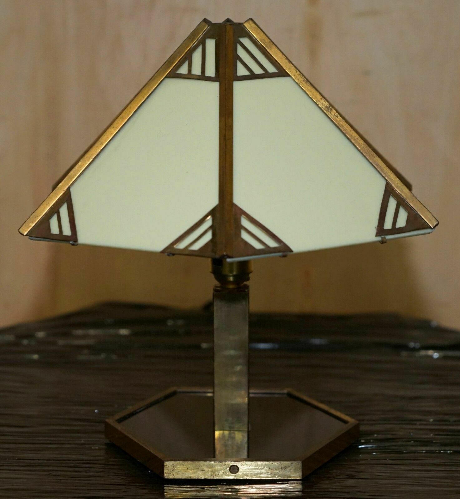Stunning Pair Of Italian Circa 1930's Brass & Lucite Table Lamps Fully Restored photo vinterior