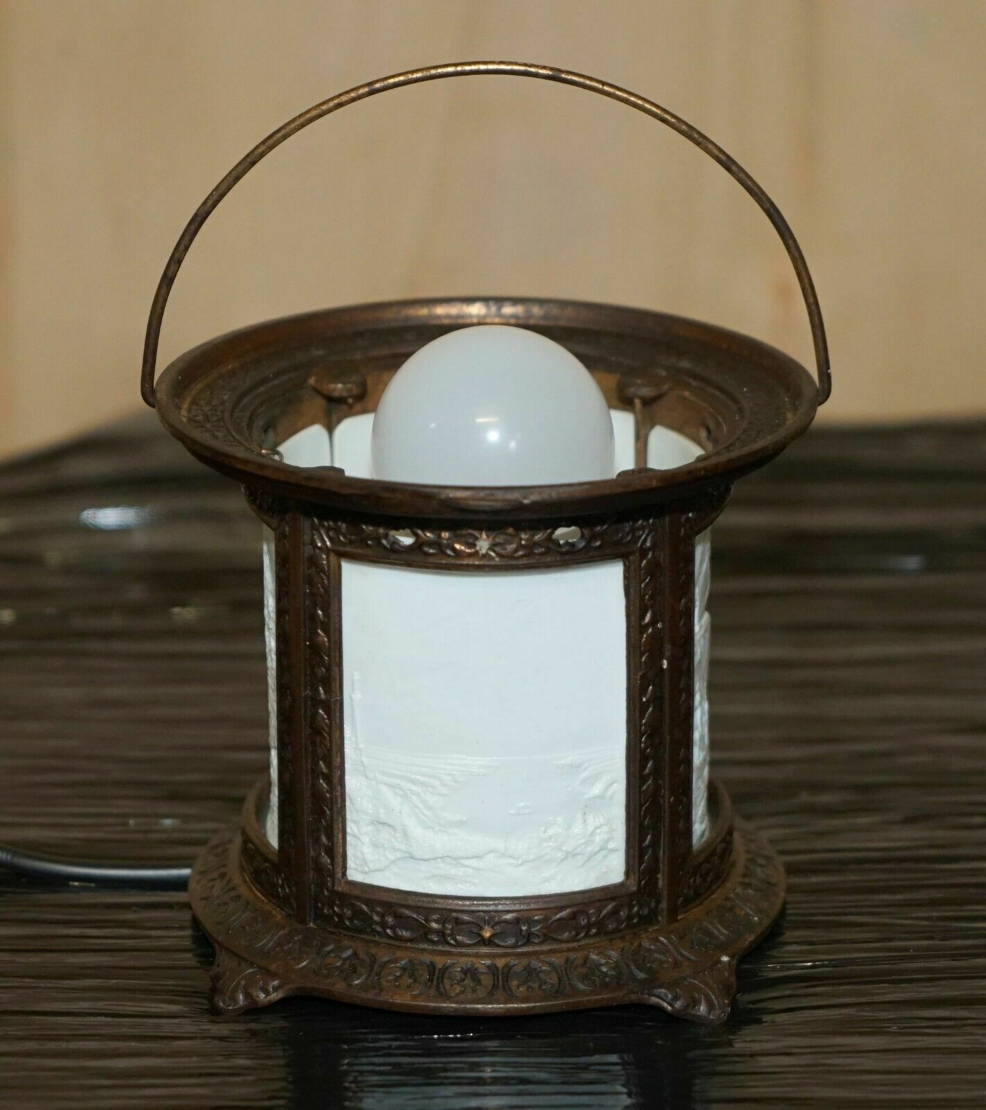 Lighting Antique Roman Grand Tour Bronzed Candle Lamp Restored To Use As A Table Lamp photo