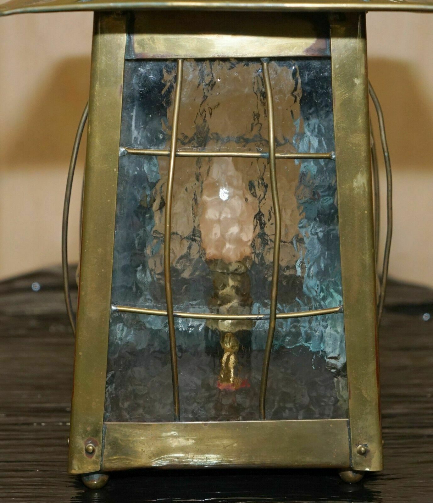 photo furniture Antique Art Neouve Brass And Frosted Glass Hanging Lantern Or Table Lamp