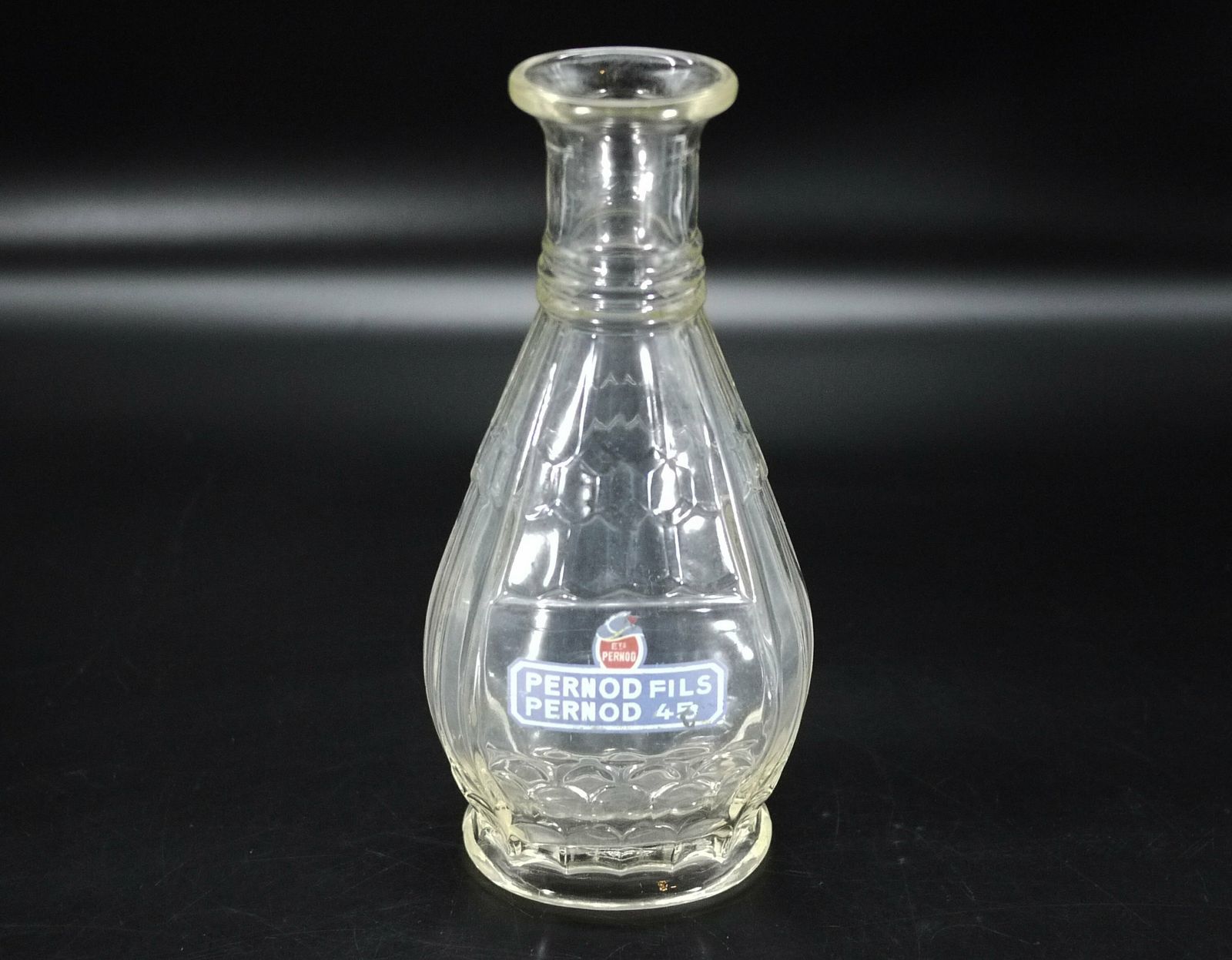 1940s French Pernod Fils Glass Water Decanter