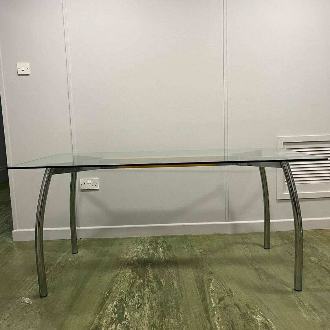 Italian Glass Topped Table With Chrome Legs photo furniture