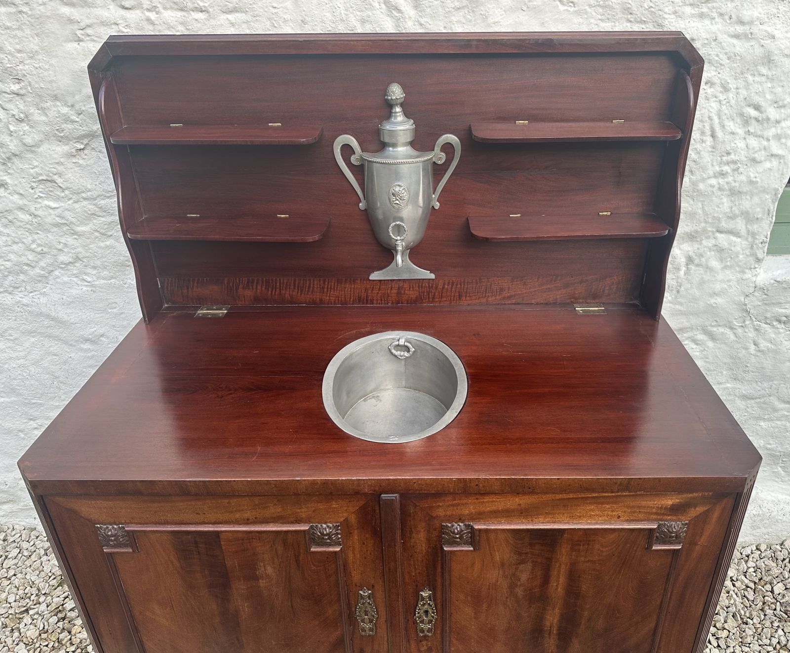 1400.0 Versatile French Napoleon III Metamorphic Gilt Metal Mounted Mahogany Commode & Travelling Washstand photo