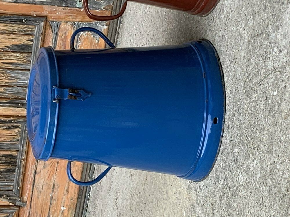 Blue Enamel Bin, 1950s, Vintage