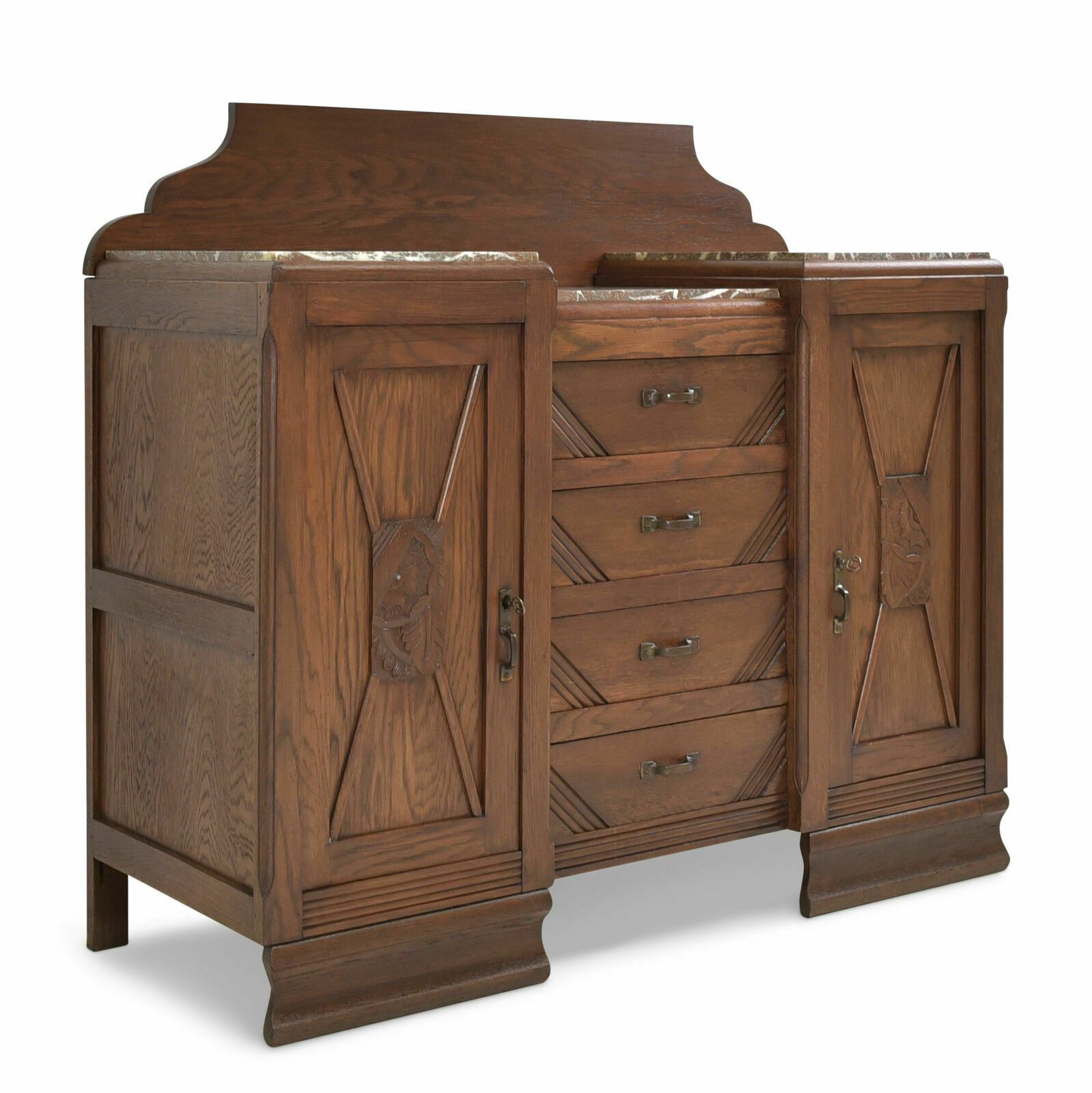 Antique! Sideboard Restored Art Deco Around 1925 Oak Chest Of Drawers Sideboard Cabinet