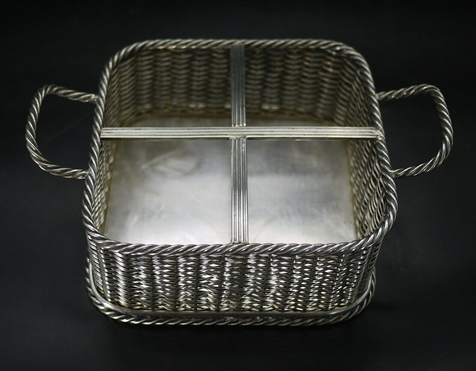 photo for sale Victorian Silver Plated Decanter Set In Basket With Glasses