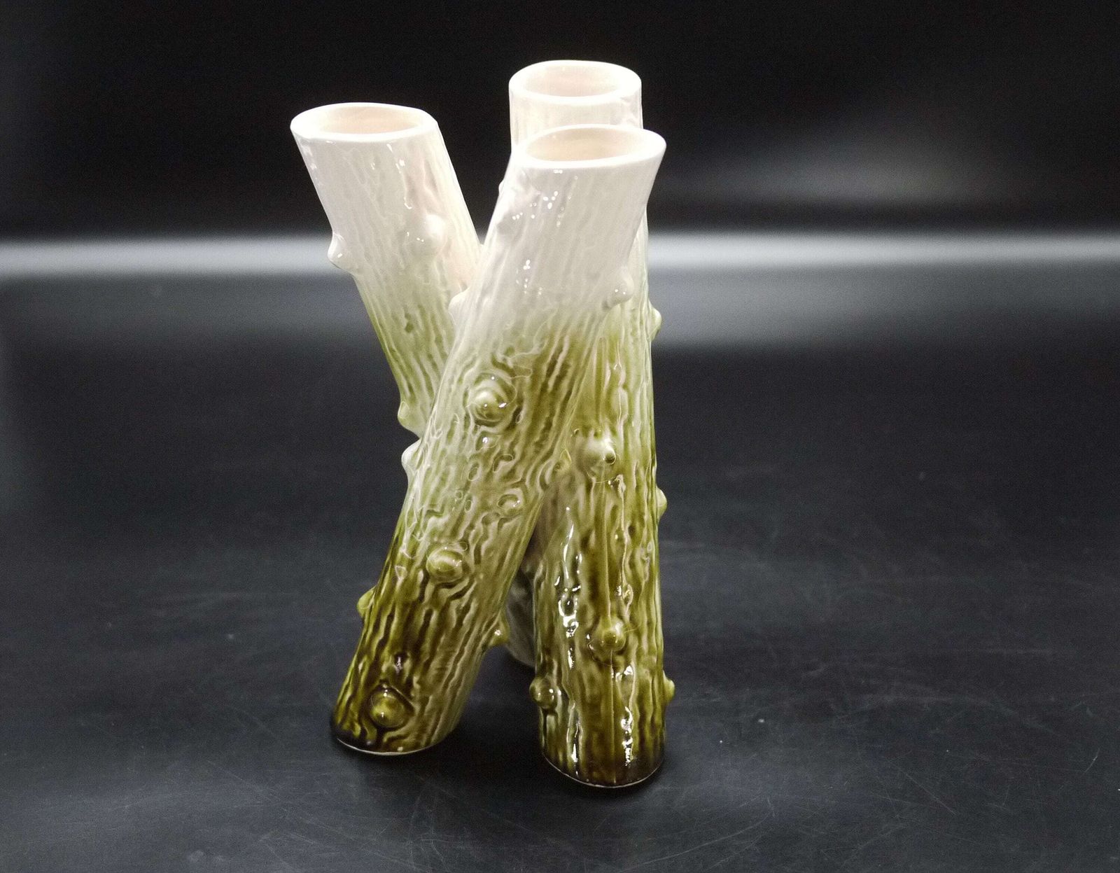 Antique French Majolica Tree Trunk Bud Vase photo for sale